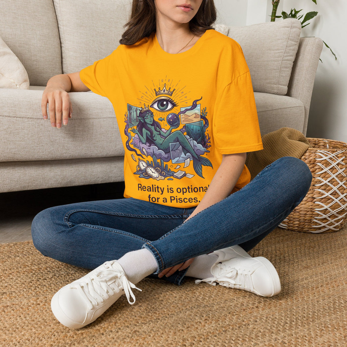 Pisces Mystic Tee — "Reality is optional for a Pisces" Astrological Graphic T-Shirt