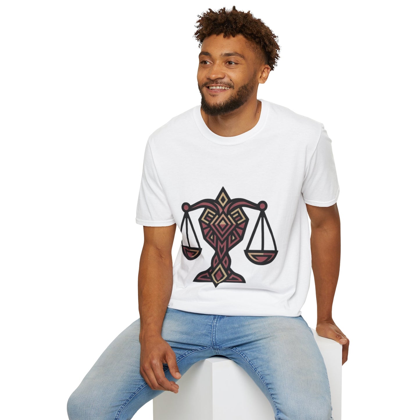Libra Scales T-Shirt — Geometric Zodiac Libra Tee