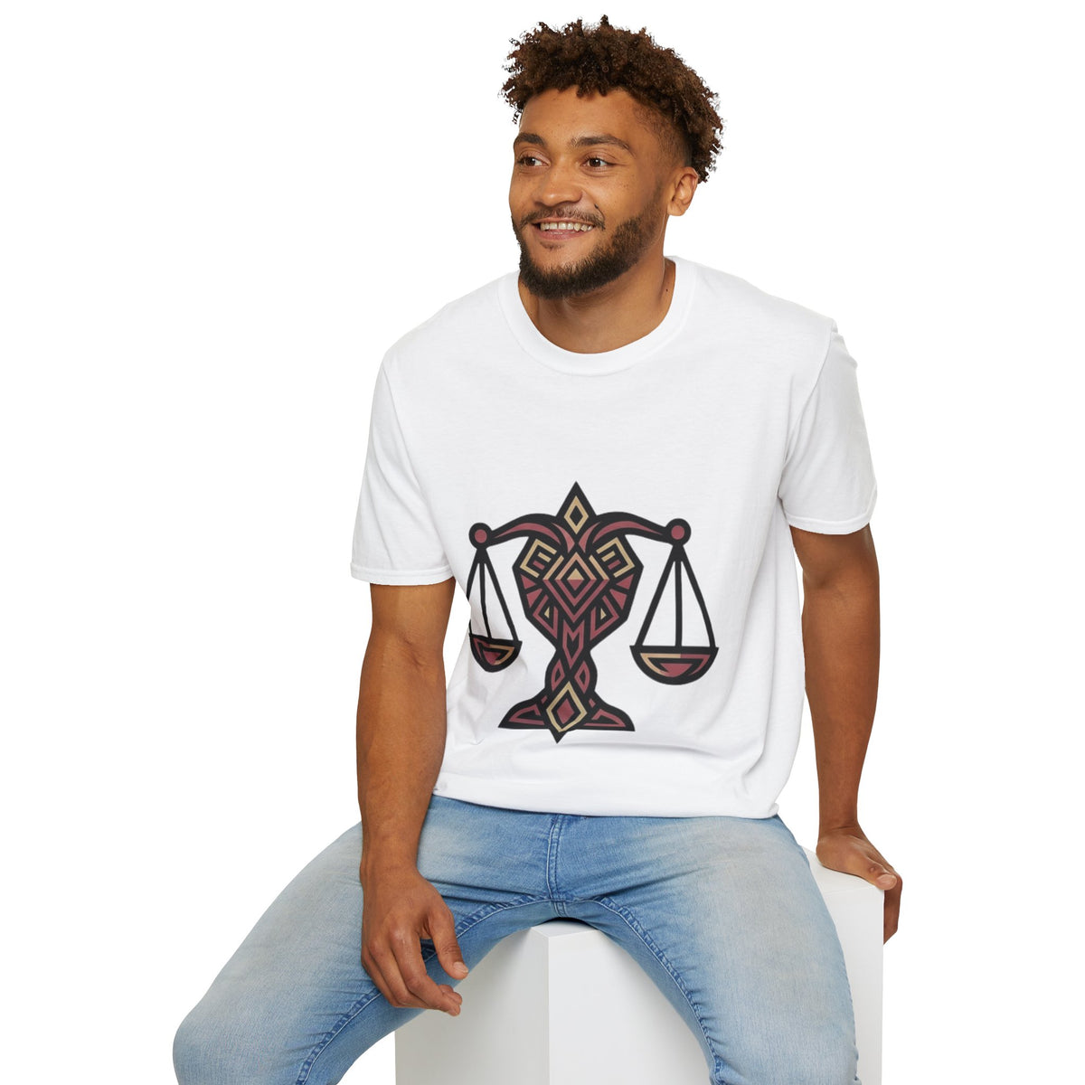 Libra Scales T-Shirt — Geometric Zodiac Libra Tee