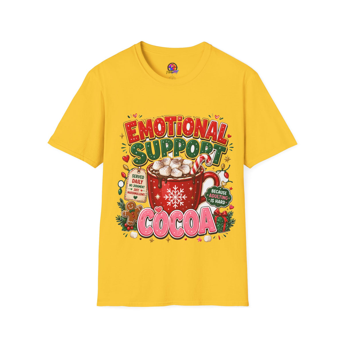 Emotional Support Cocoa T-Shirt — Holiday Hot Chocolate Graphic Tee