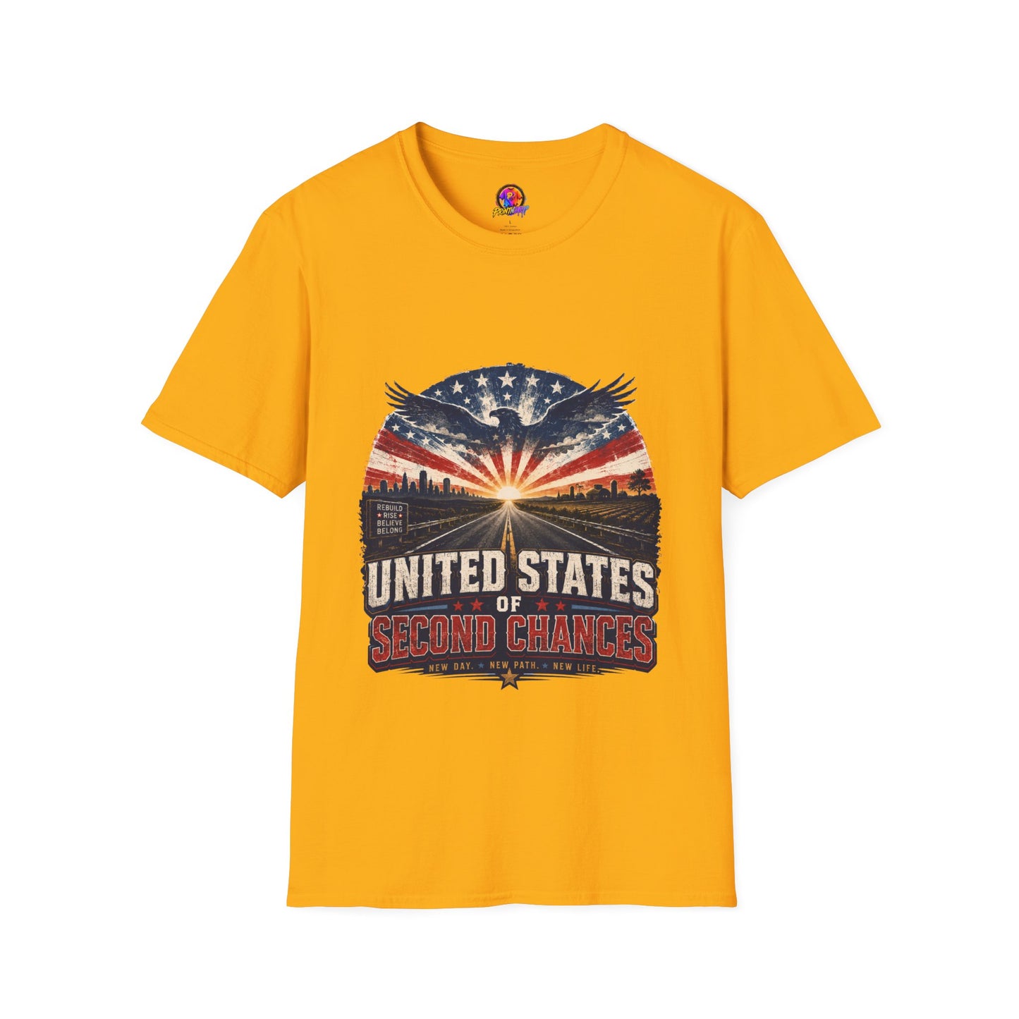 Patriotic Eagle T-Shirt — United States Skyline Vintage Flag Design