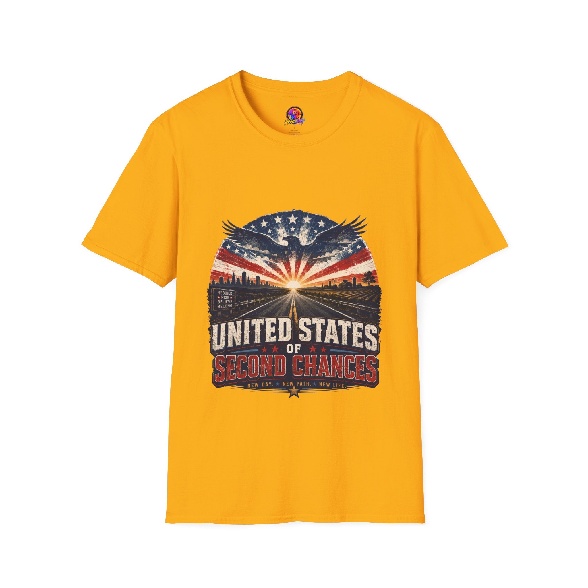 Patriotic Eagle T-Shirt — United States Skyline Vintage Flag Design