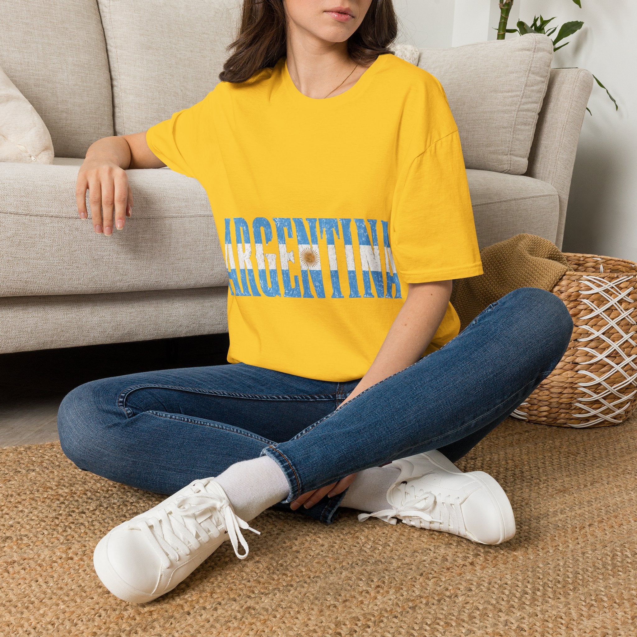 Argentina Beach Vibes T-Shirt — Distressed Blue "ARGENTINA" Graphic