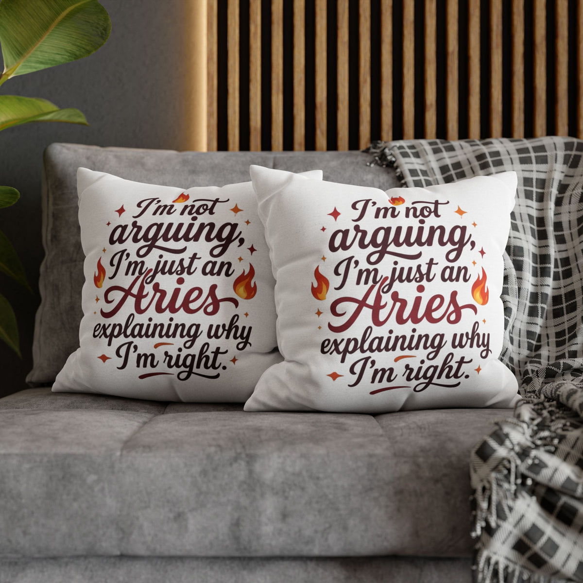 Aries Pillowcase I'm Not Arguing I'm Just an Aries Pillow — Zodiac Astrology Decorative Throw Pillowcase