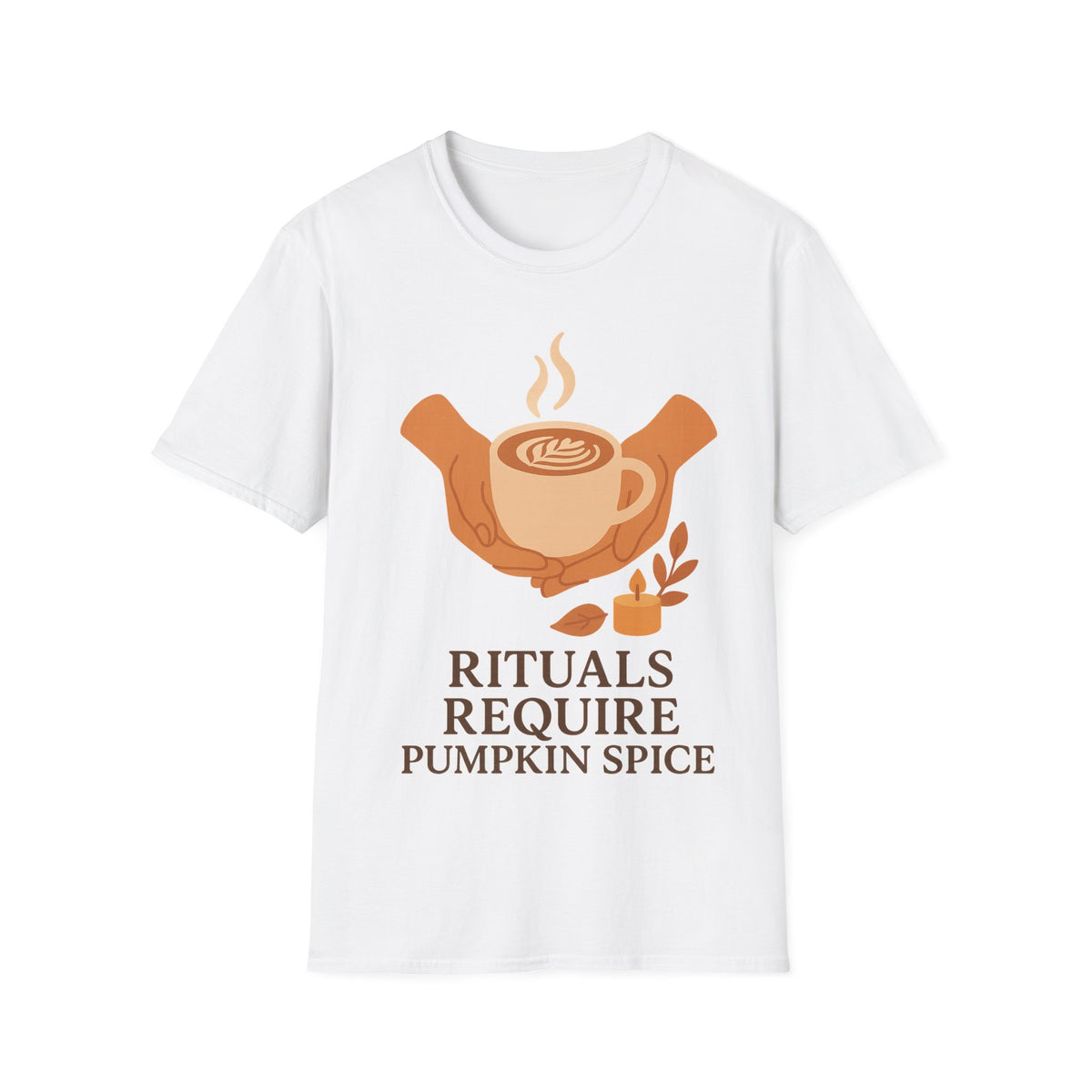 Rituals Require Pumpkin Spice Graphic Tee, Cozy Autumn Coffee Latte T-Shirt - Trending Now - September 2026
