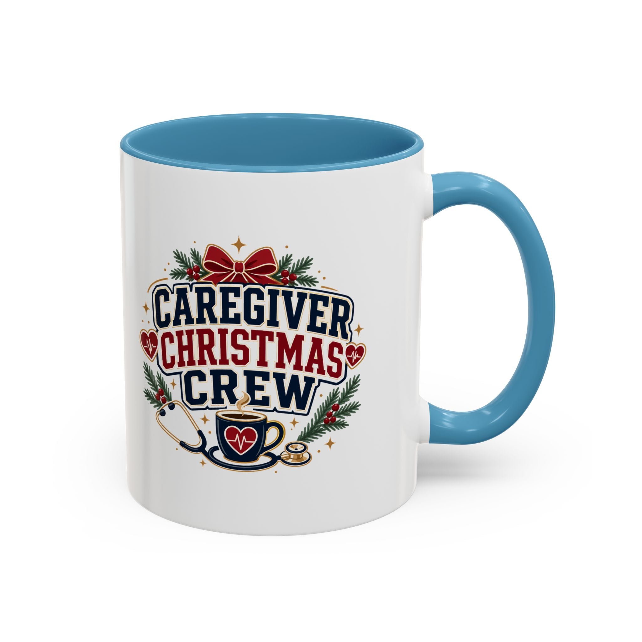 Modern Day Christmas Caregiver Christmas Crew Accent Coffee Mug – Holiday Nurse & Caregiver Gift (11/15oz)