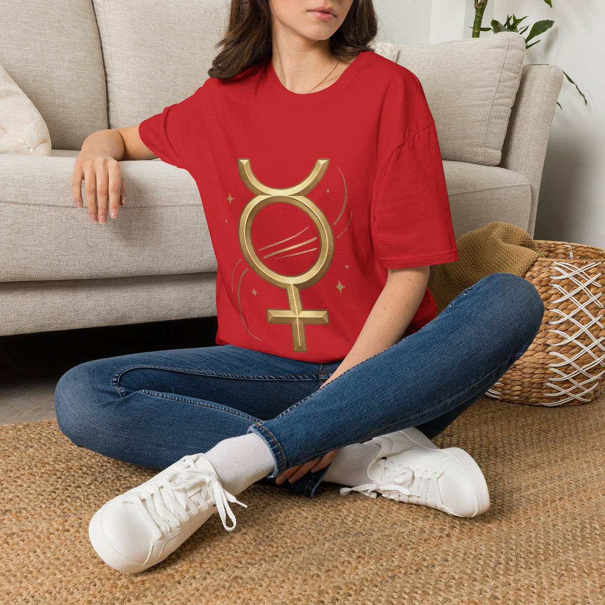 Virgo Zodiac  Mercury Astrology T-Shirt — Gold  Symbol Zodiac Tee