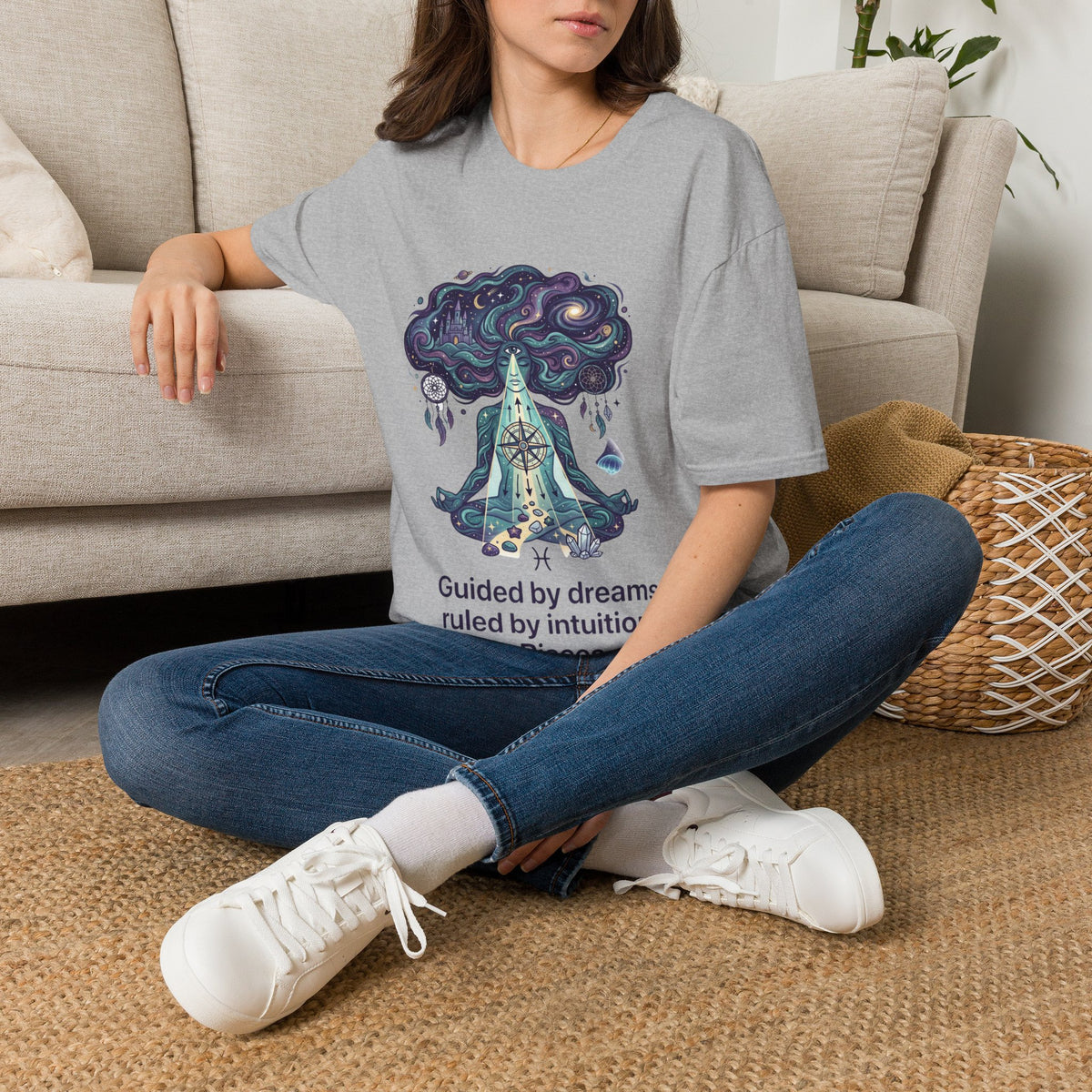 Dreamy Meditation T-Shirt — 'Guided by dreams, ruled by intuition' Spiritual Art Tee