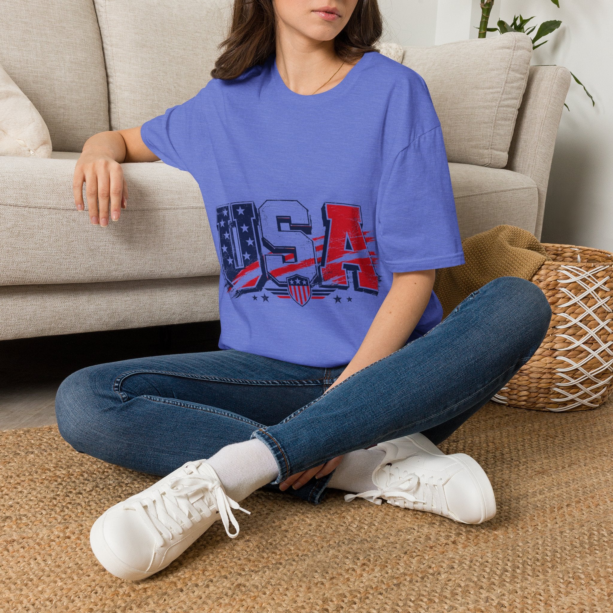 USA Flag Graphic T-Shirt — Patriotic Red White & Blue Tee