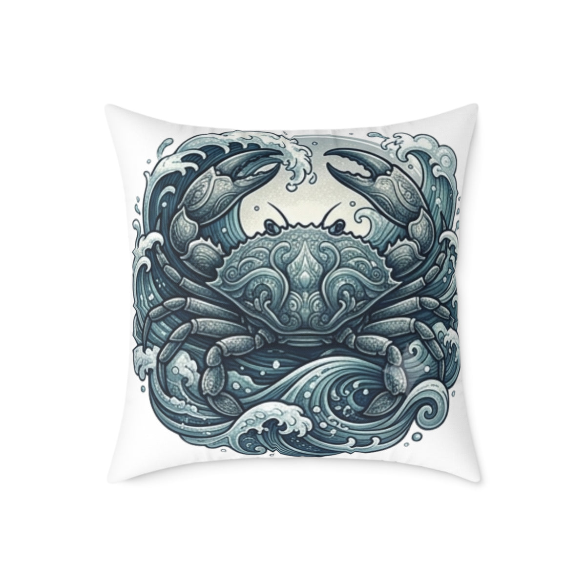 Cancer Zodiac Crab Ocean Art Pillow — Nautical Decorative Throw Pillow