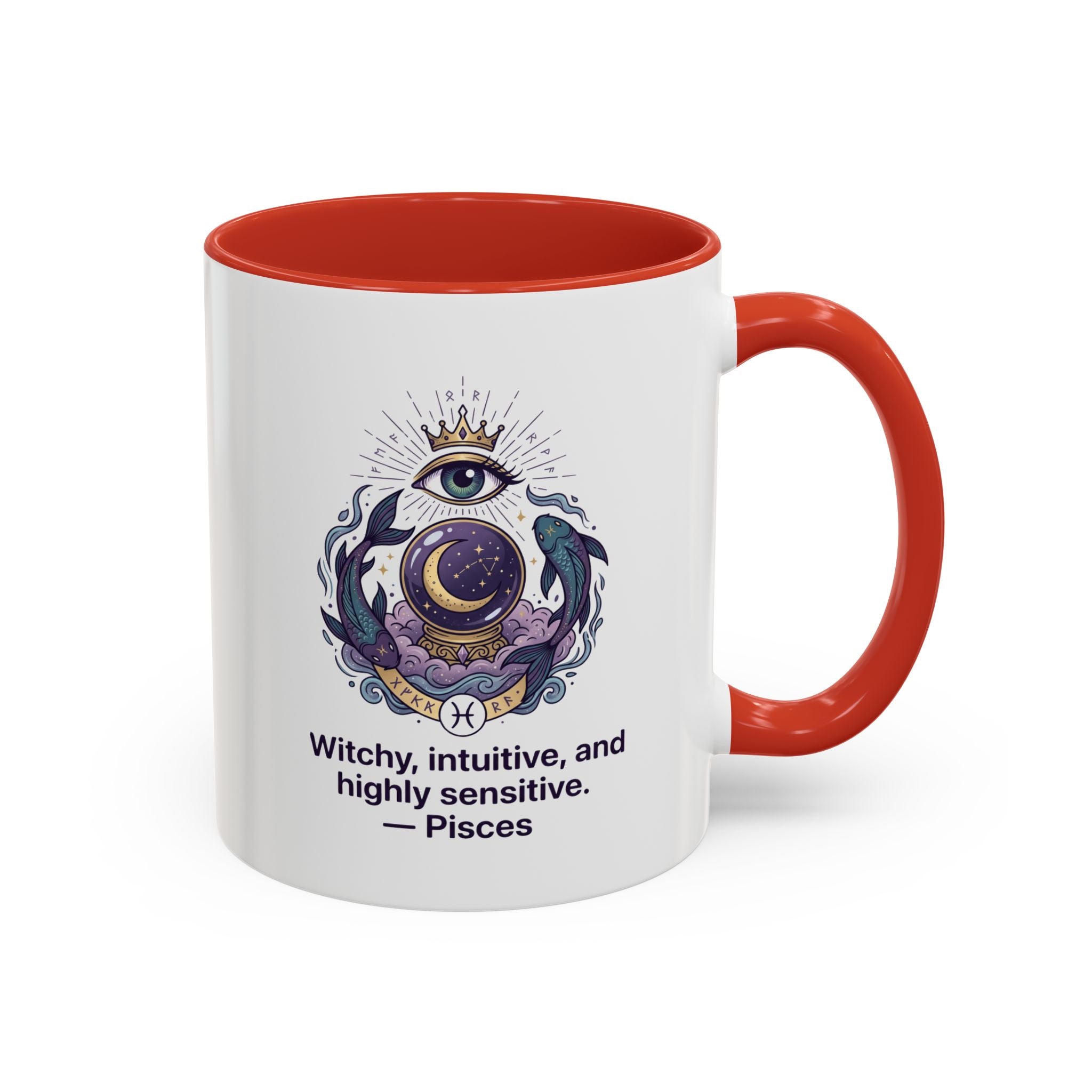 Pisces Witchy Accent Mug — "Witchy, intuitive, and highly sensitive" Astrology Coffee Cup (11/15oz)