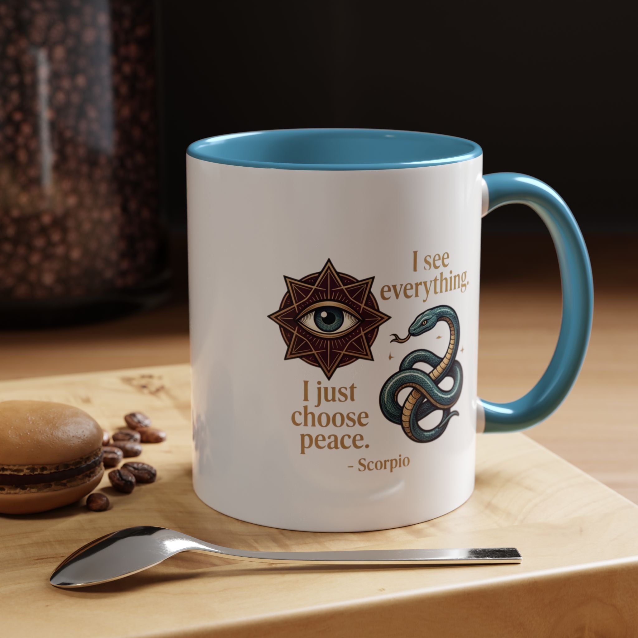 Scorpio Accent Coffee Mug – "I See Everything, I Just Choose Peace" Zodiac Mug