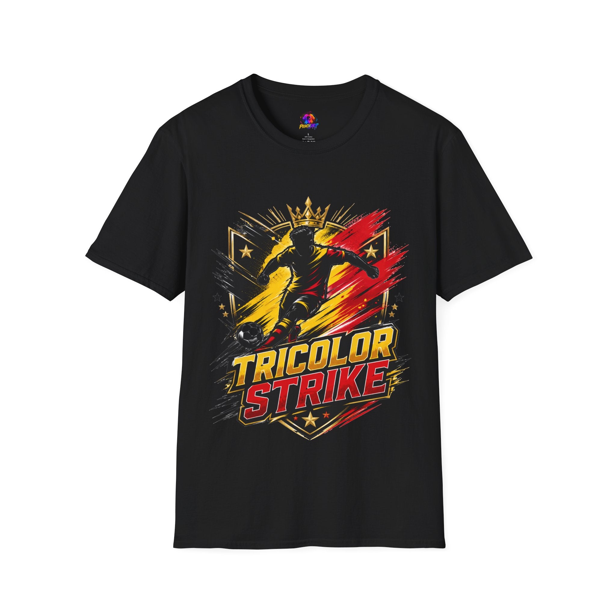 Belgium Soccer T-Shirt — 'Tricolor Strike' Graphic Jersey Tee