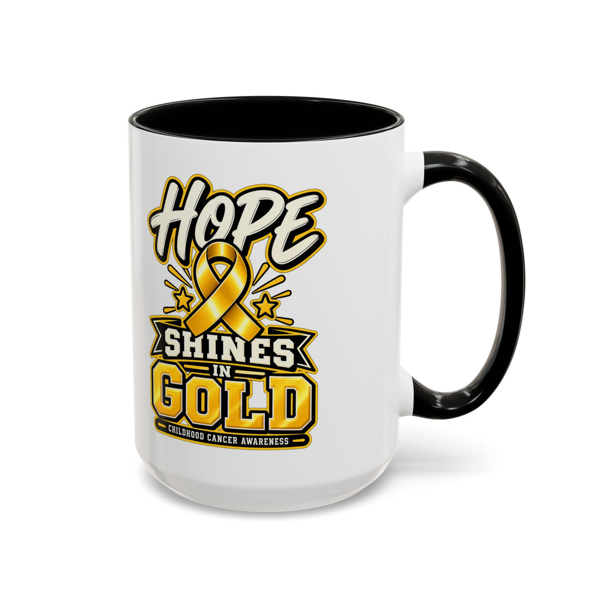 Hope Shines in Gold Coffee Mug — Childhood Cancer Awareness Accent Mug