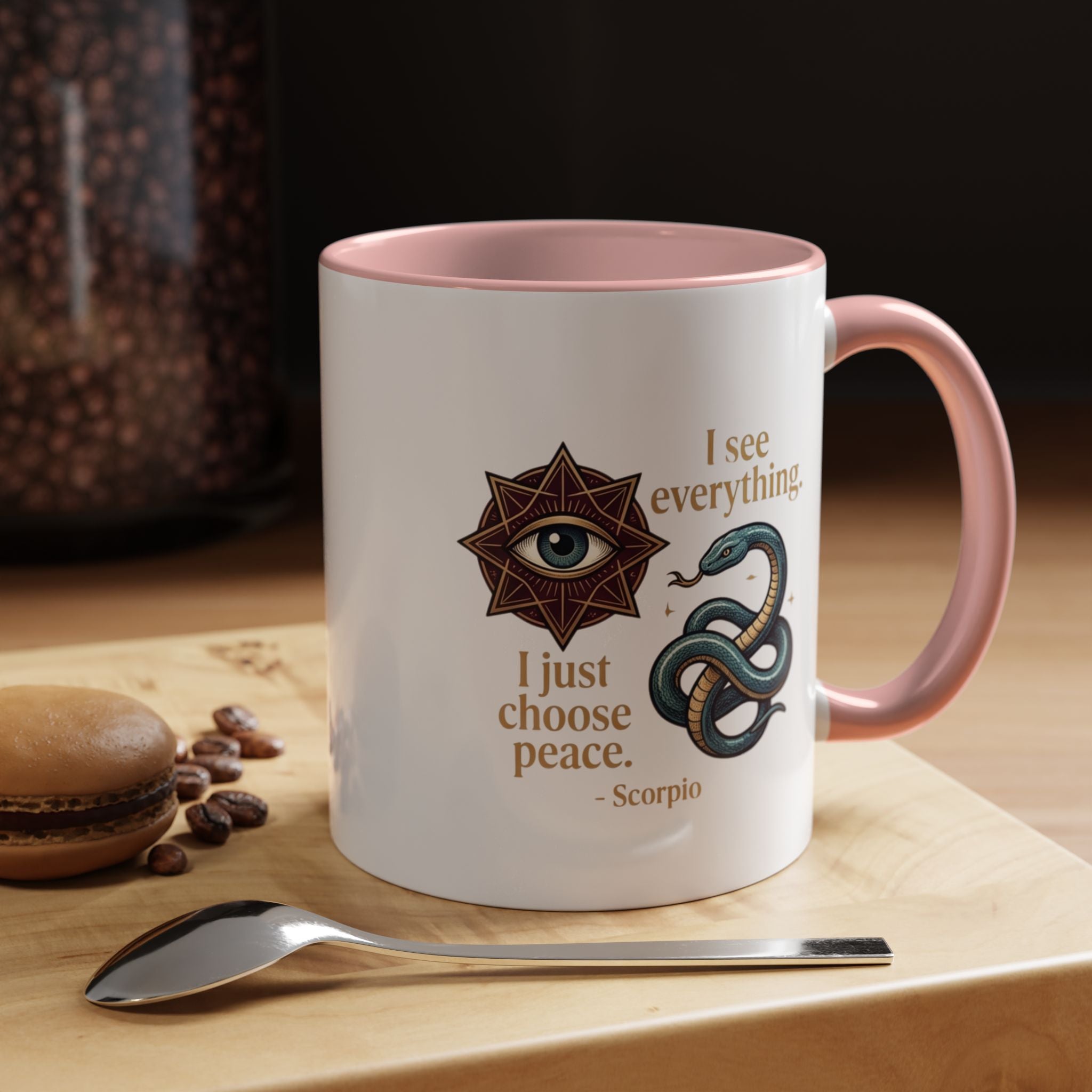 Scorpio Accent Coffee Mug – "I See Everything, I Just Choose Peace" Zodiac Mug