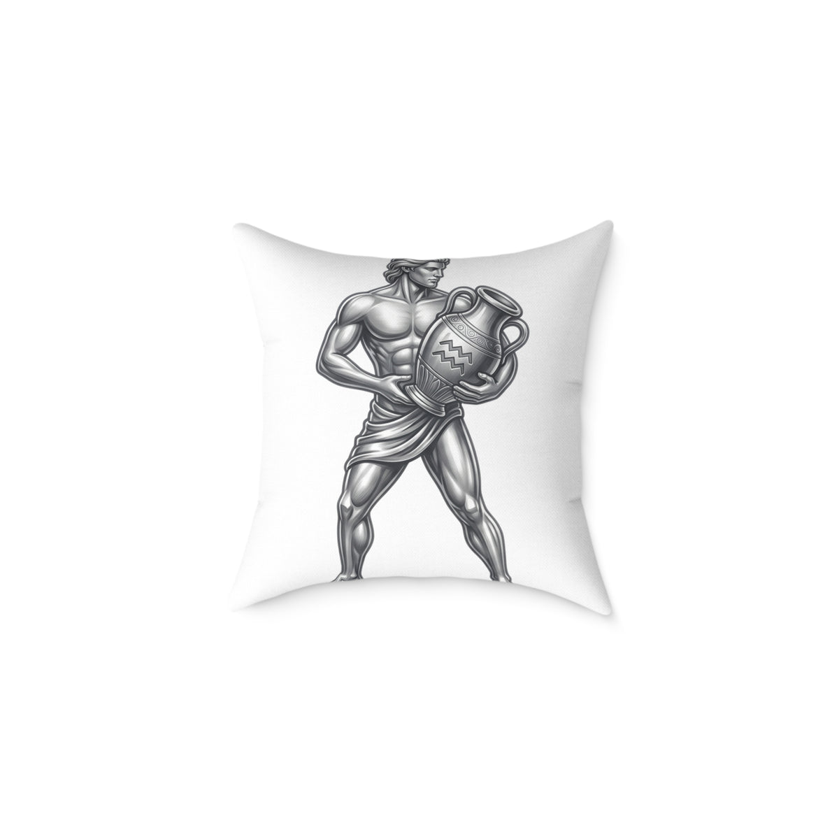 Aquarius Zodiac Pillow — Silver Water-Bearer Decorative Square Throw Pillow