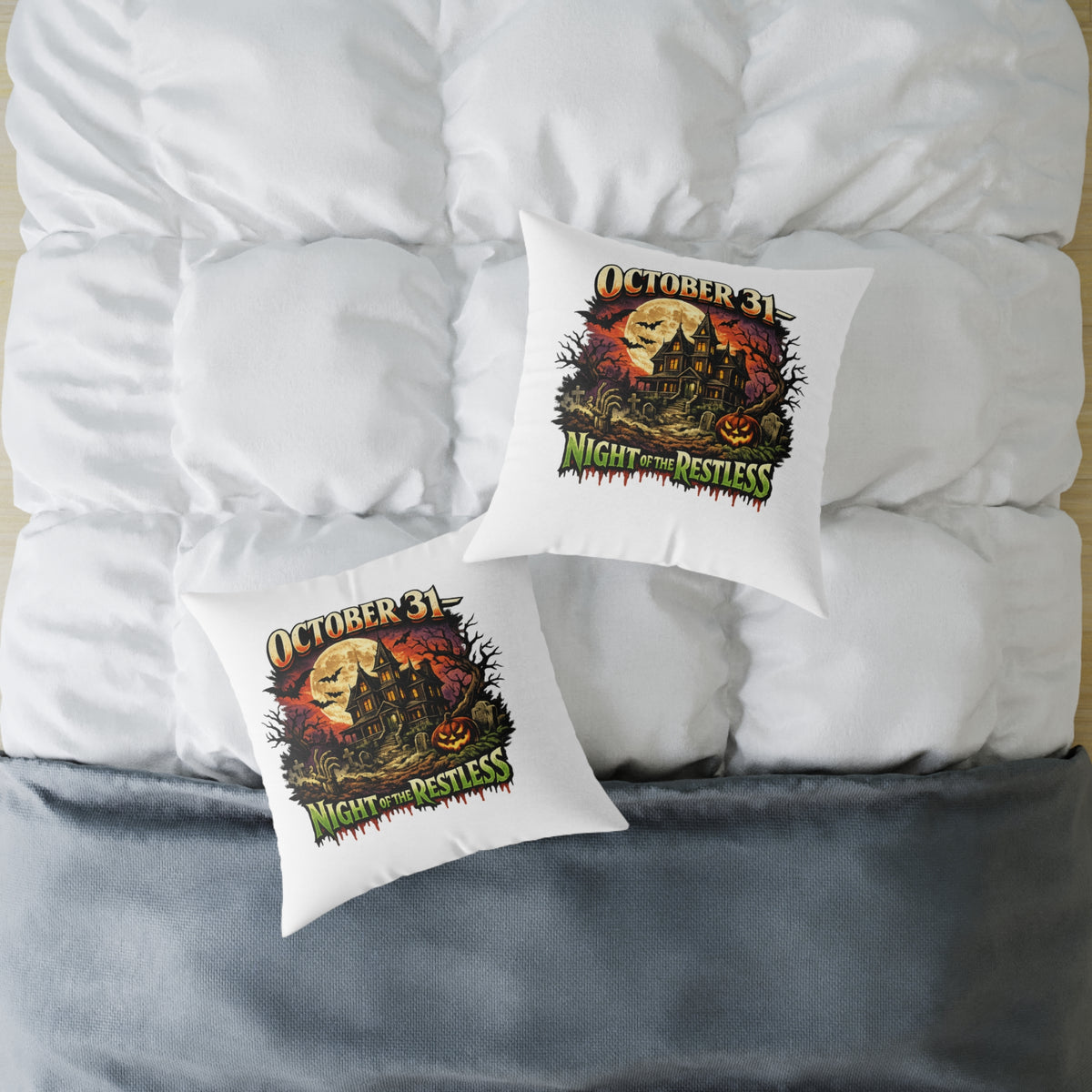 Halloween Pillow - "October 31 Night of the Restless" Decorative Throw Pillow