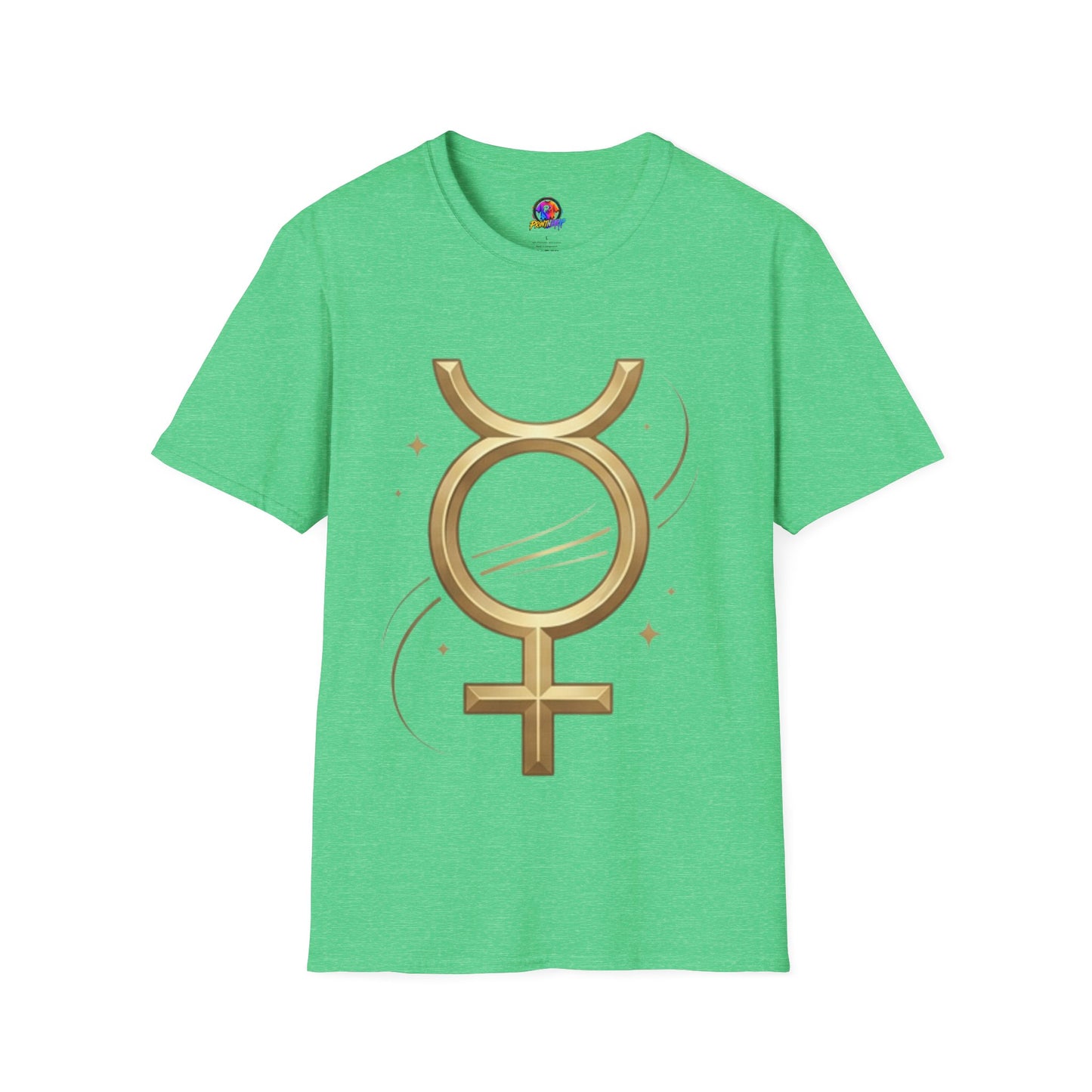 T-Shirt — Gold Mercury Astrology Symbol Tee (Mercury in Taurus)