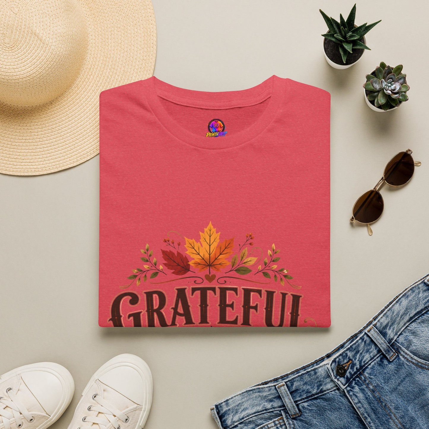 Grateful Heart T-Shirt — Autumn Leaves Thanksgiving Tee
