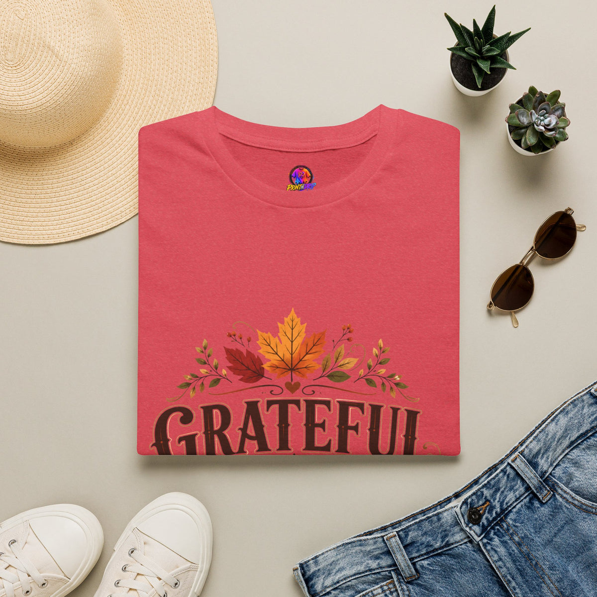 Thanksgiving T-Shirt Grateful Heart T-Shirt — Autumn Leaves Thanksgiving Tee