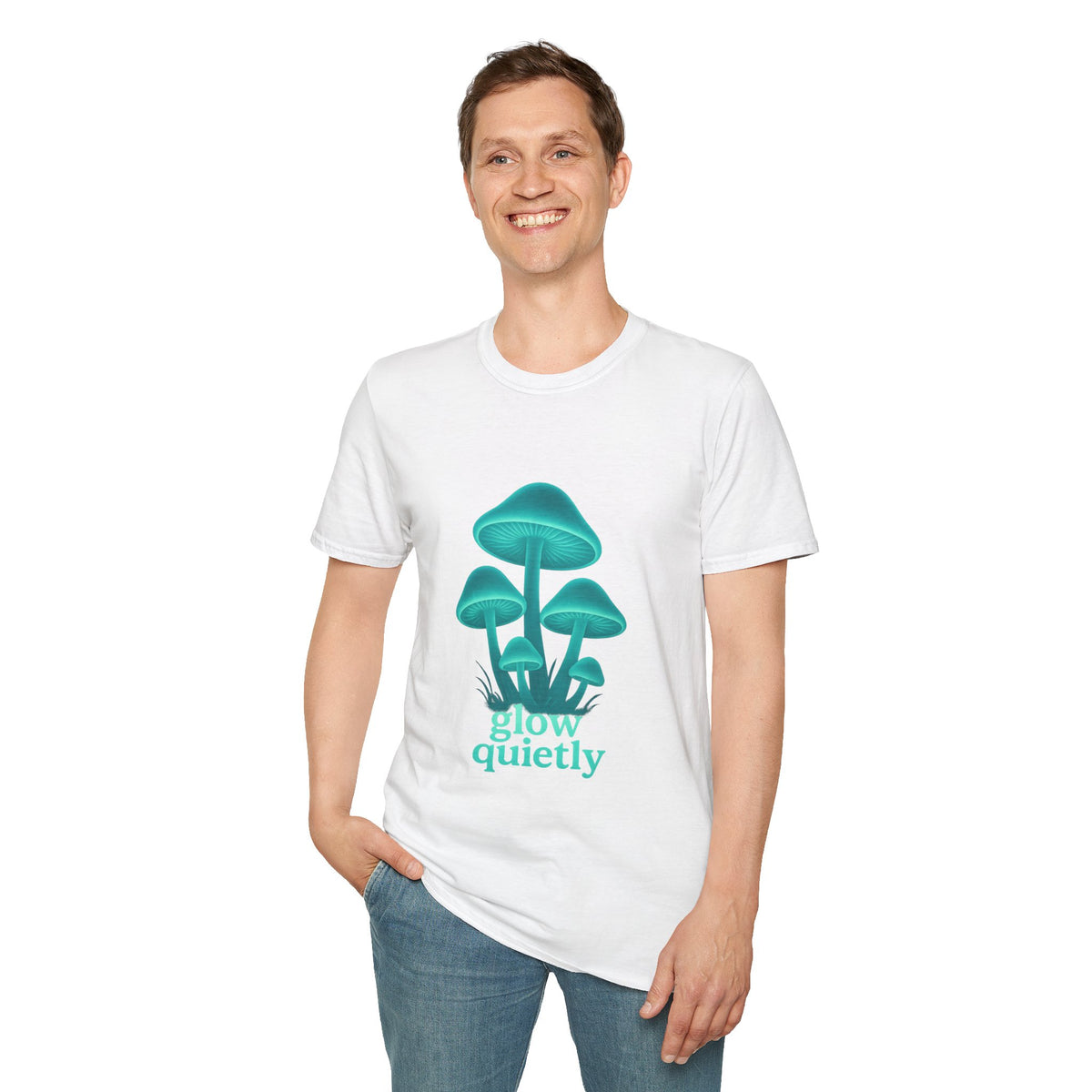 Mushroom Graphic T-Shirt — 'Grow Quietly' Teal Fungi Tee - Trending Now - August 2026