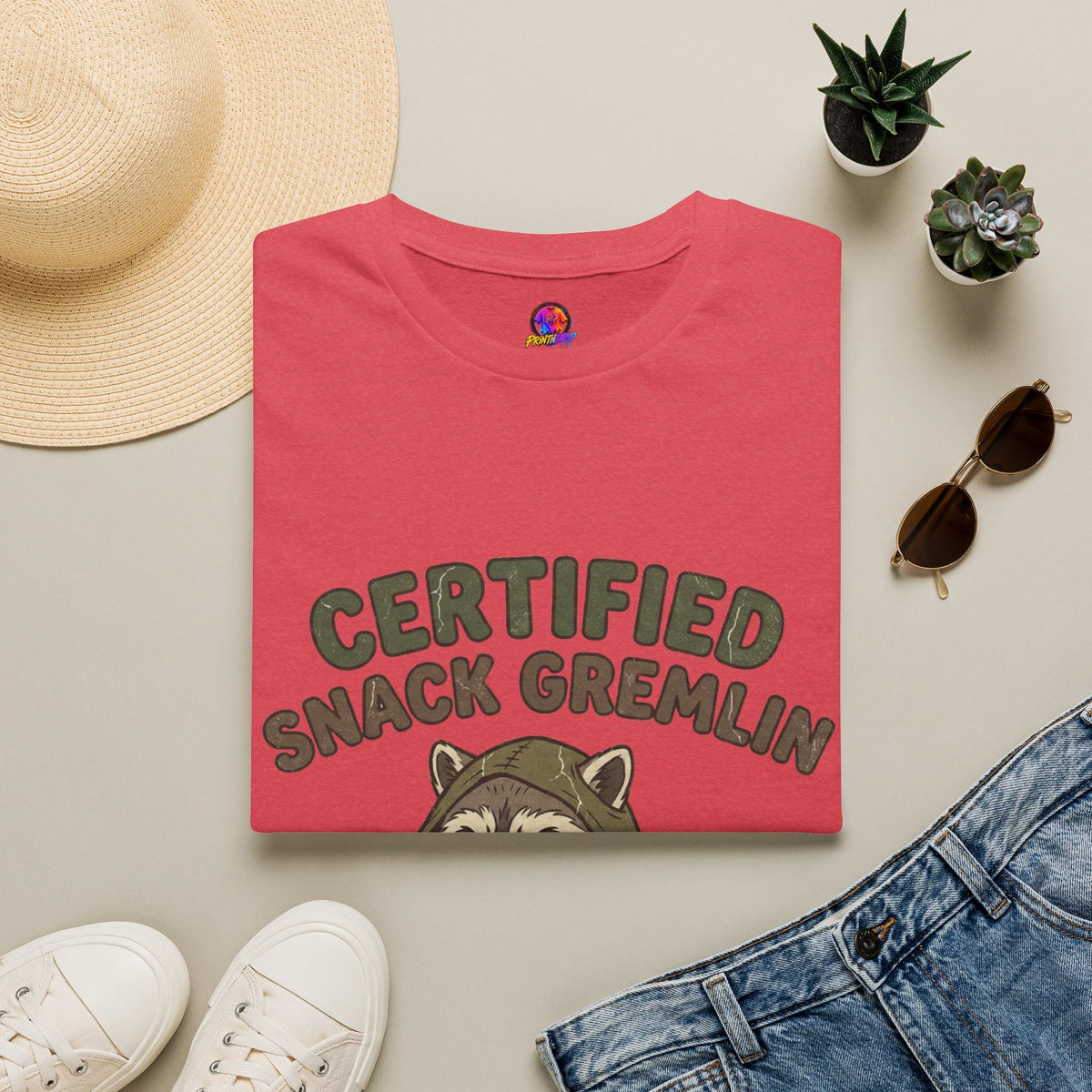Certified Snack Gremlin T-Shirt — Funny Raccoon Snack Lover Tee