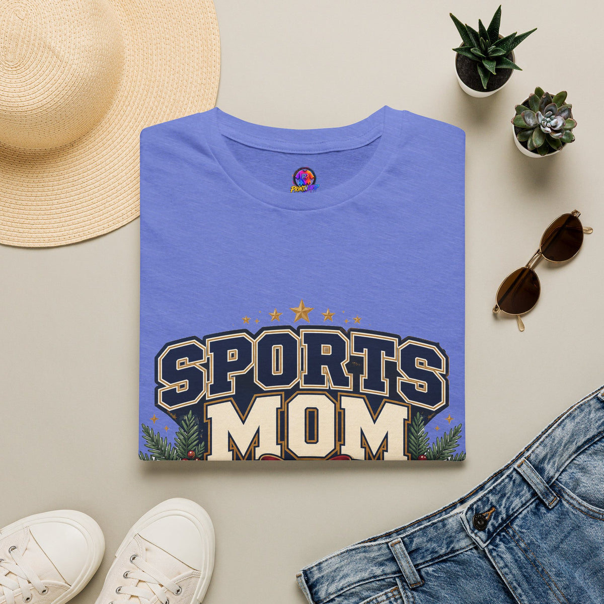Sports Mom T‑Shirt — "Holiday Hustle" Athletic Mom Tee