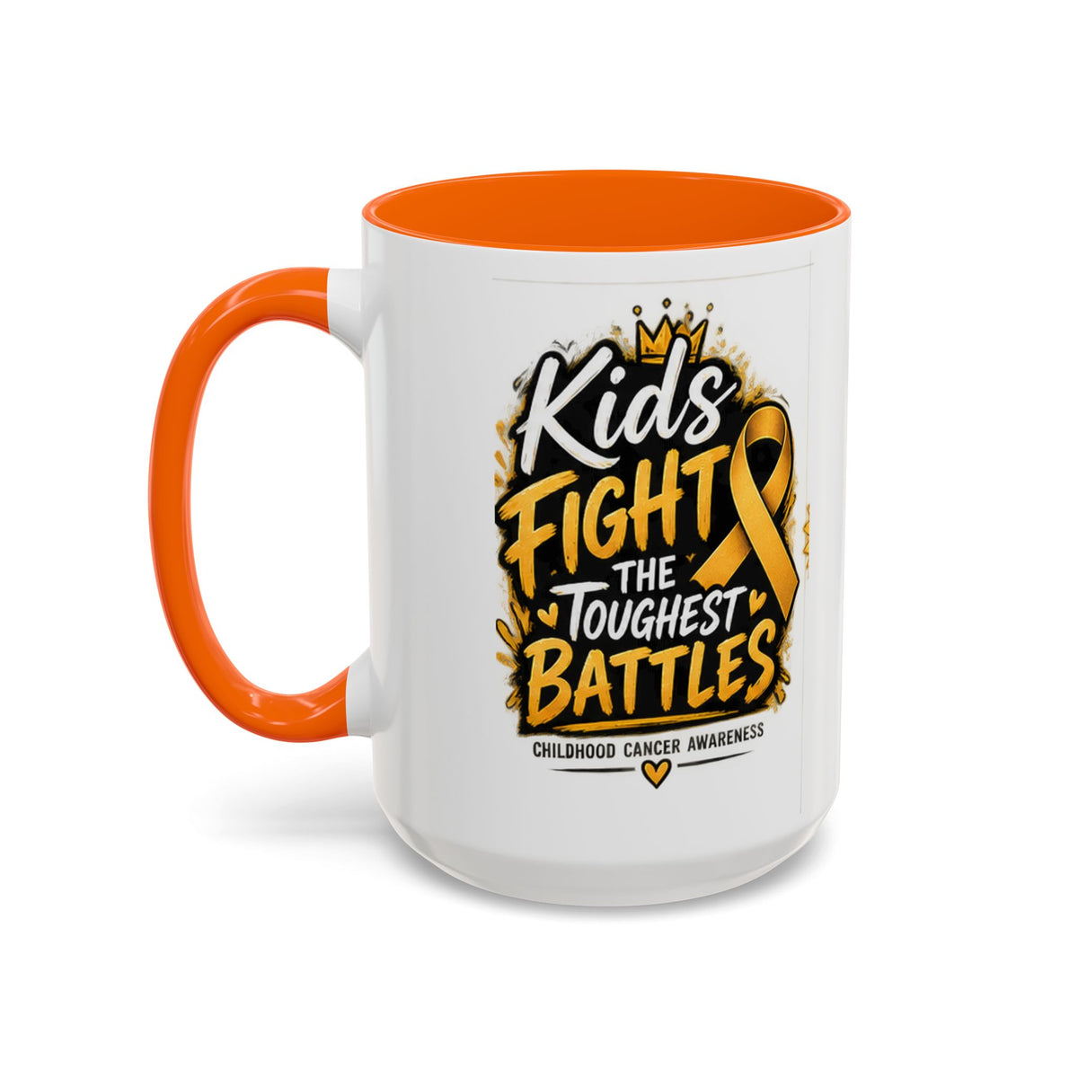 Kids Fight The Toughest Battles Accent Coffee Mug — Childhood Cancer Awareness 11/15oz