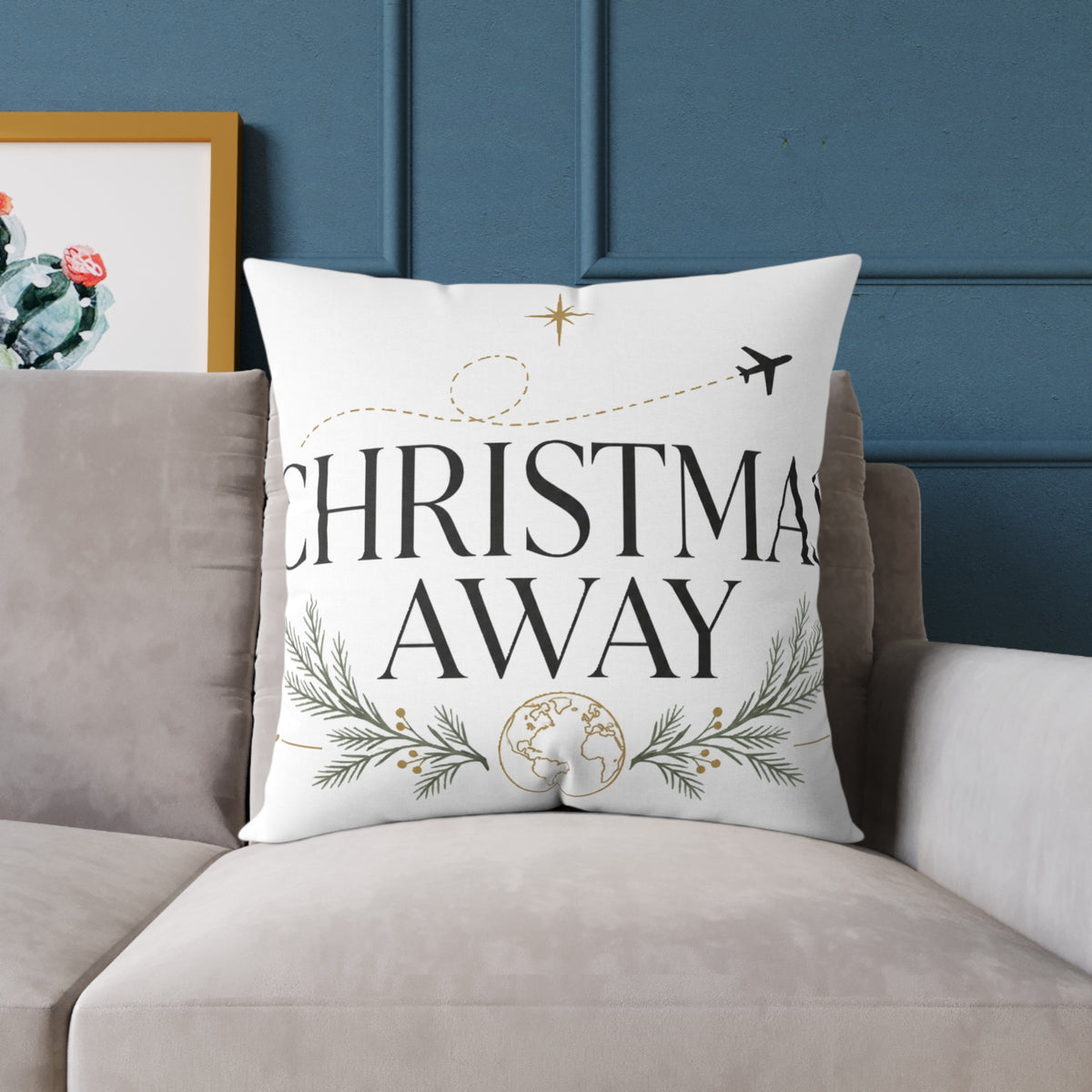 Christmas Holiday Travel Pillow | "Christmas Away" Decorative Throw Cushion