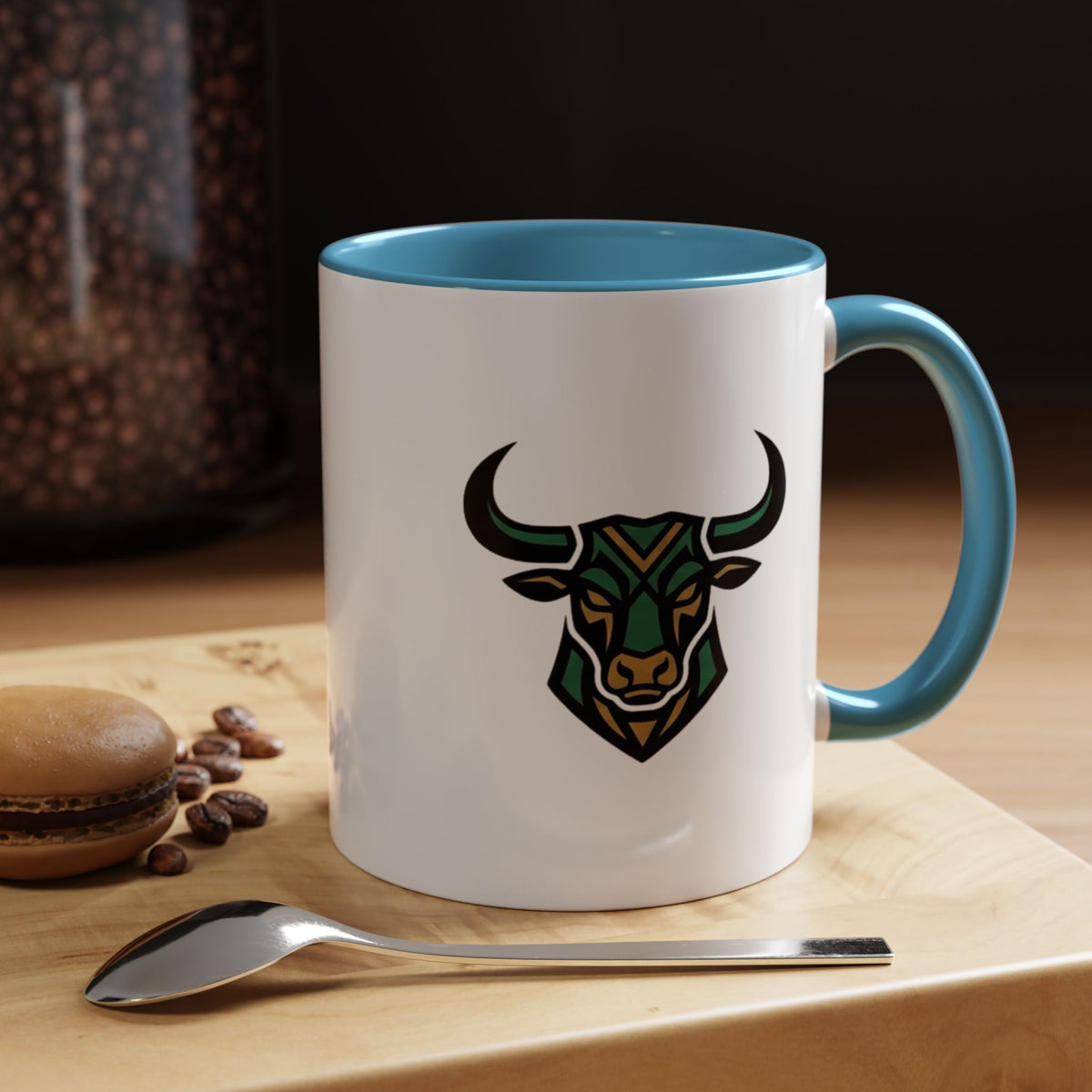 Taurus Geometric Bull Accent Coffee Mug –  Tribal Bull Head Ceramic Mug