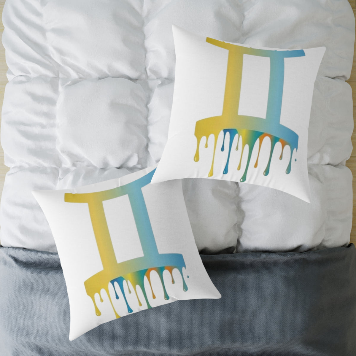 Gemini Zodiac Dripping Astrological Square Poly Canvas Pillow