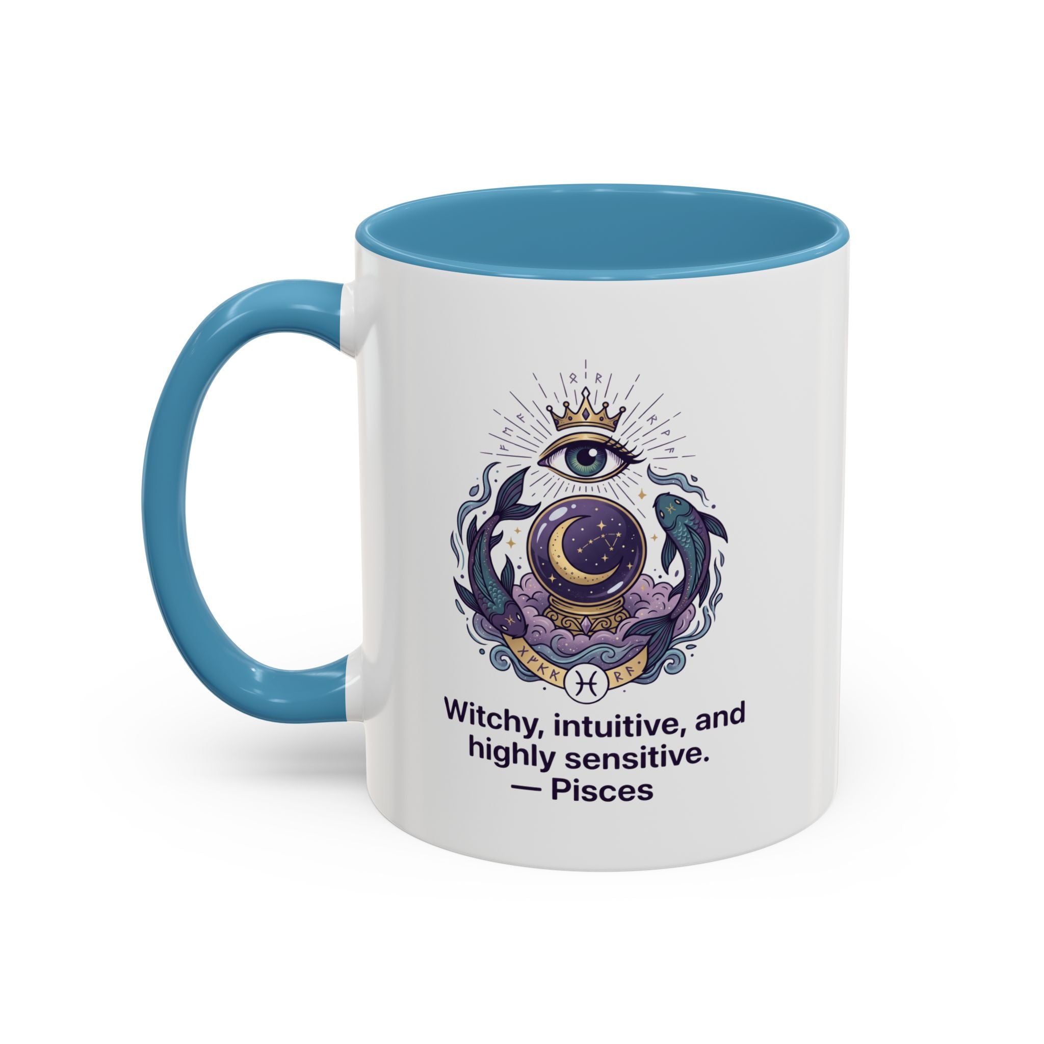 Pisces Witchy Accent Mug — "Witchy, intuitive, and highly sensitive" Astrology Coffee Cup (11/15oz)