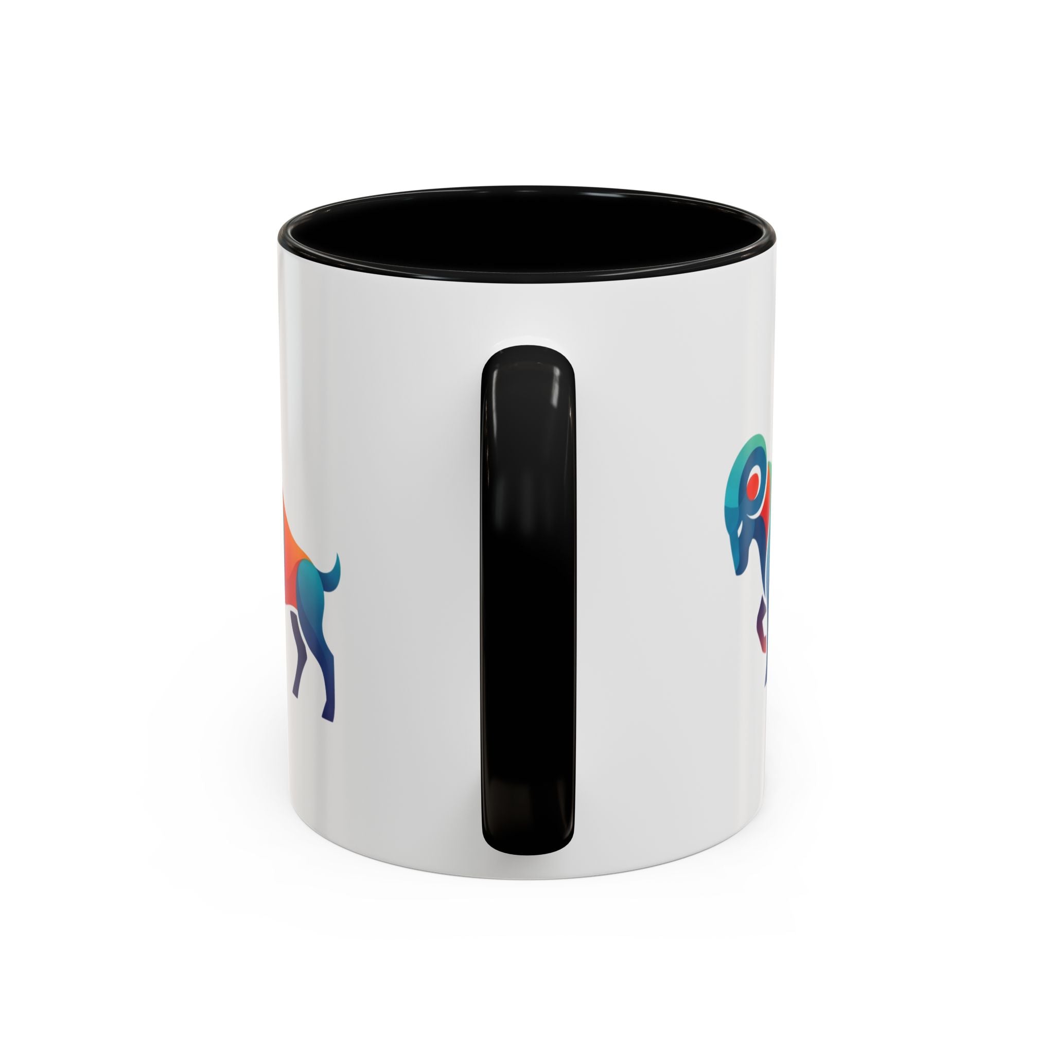 Colorful Ram Accent Coffee Mug — Geometric Zodiac Aries Design