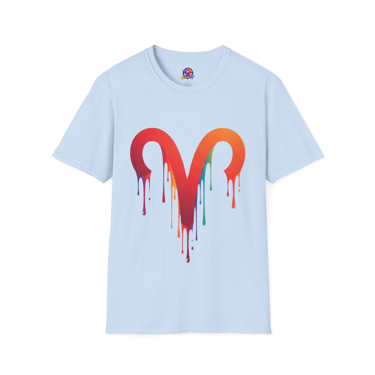Aries Rainbow Drip T-Shirt — Colorful Dripping Zodiac Graphic Tee