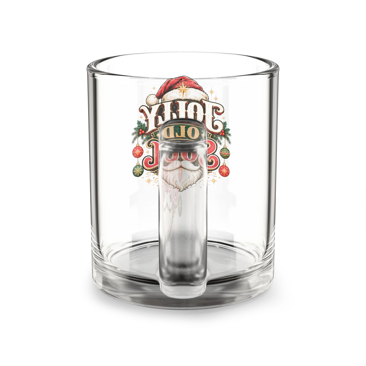 Christmas Glass Mug 10 oz Jolly Old Soul Glass Mug — 10oz Holiday Santa Coffee Cup