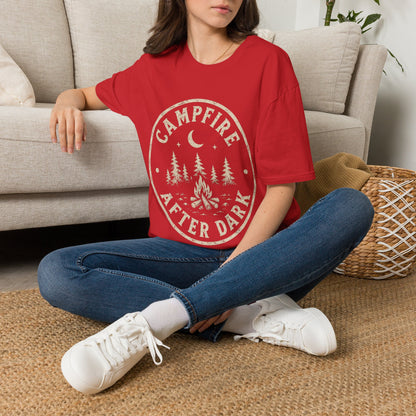 Campfire T-Shirt — 'Campfire After Dark' Vintage Moon & Trees Graphic