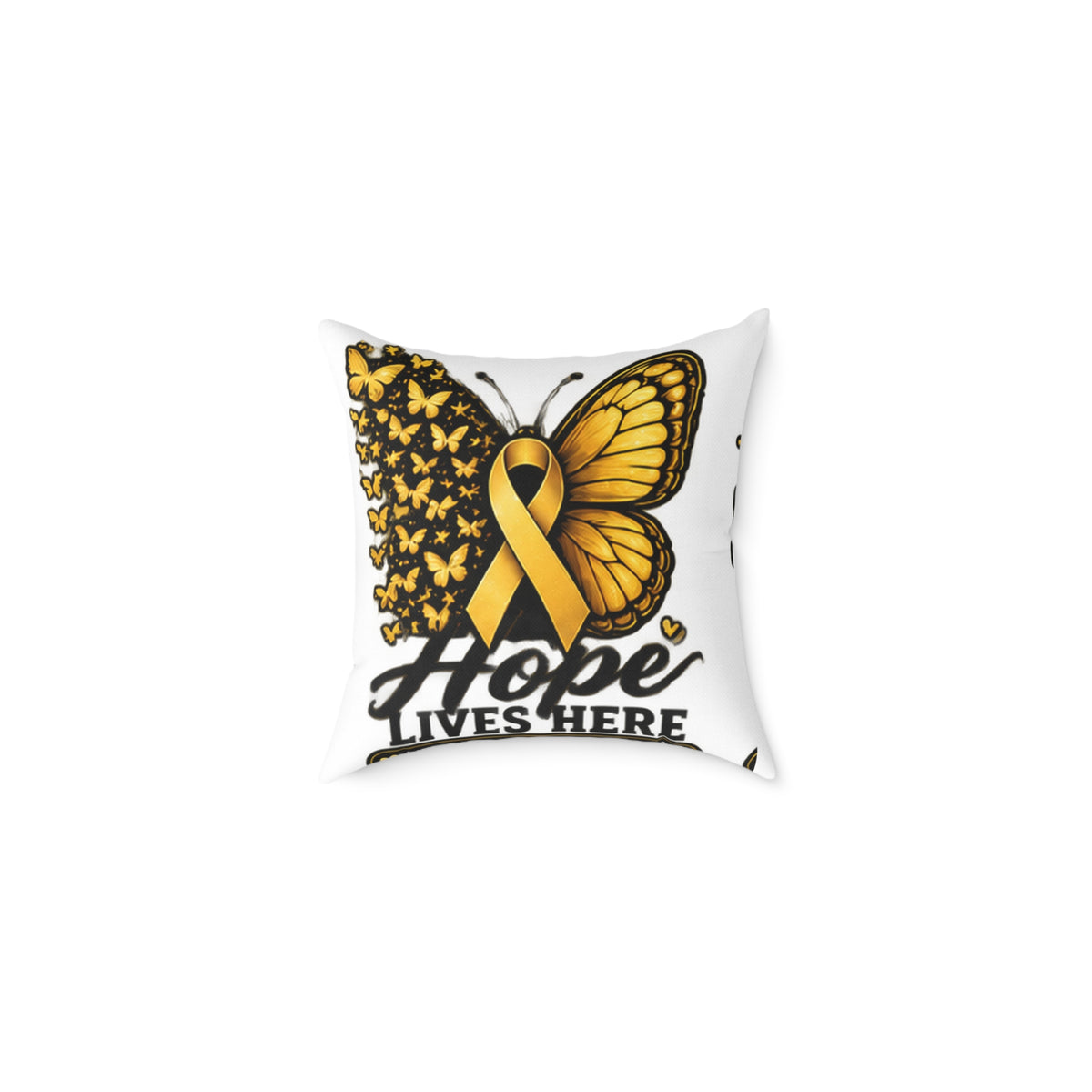 Childhood Cancer Hope Lives Here Butterfly Awareness Pillow