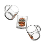 Stuffed and Thankful Glass Mug — 10oz Thanksgiving Turkey Holiday Coffee Cup