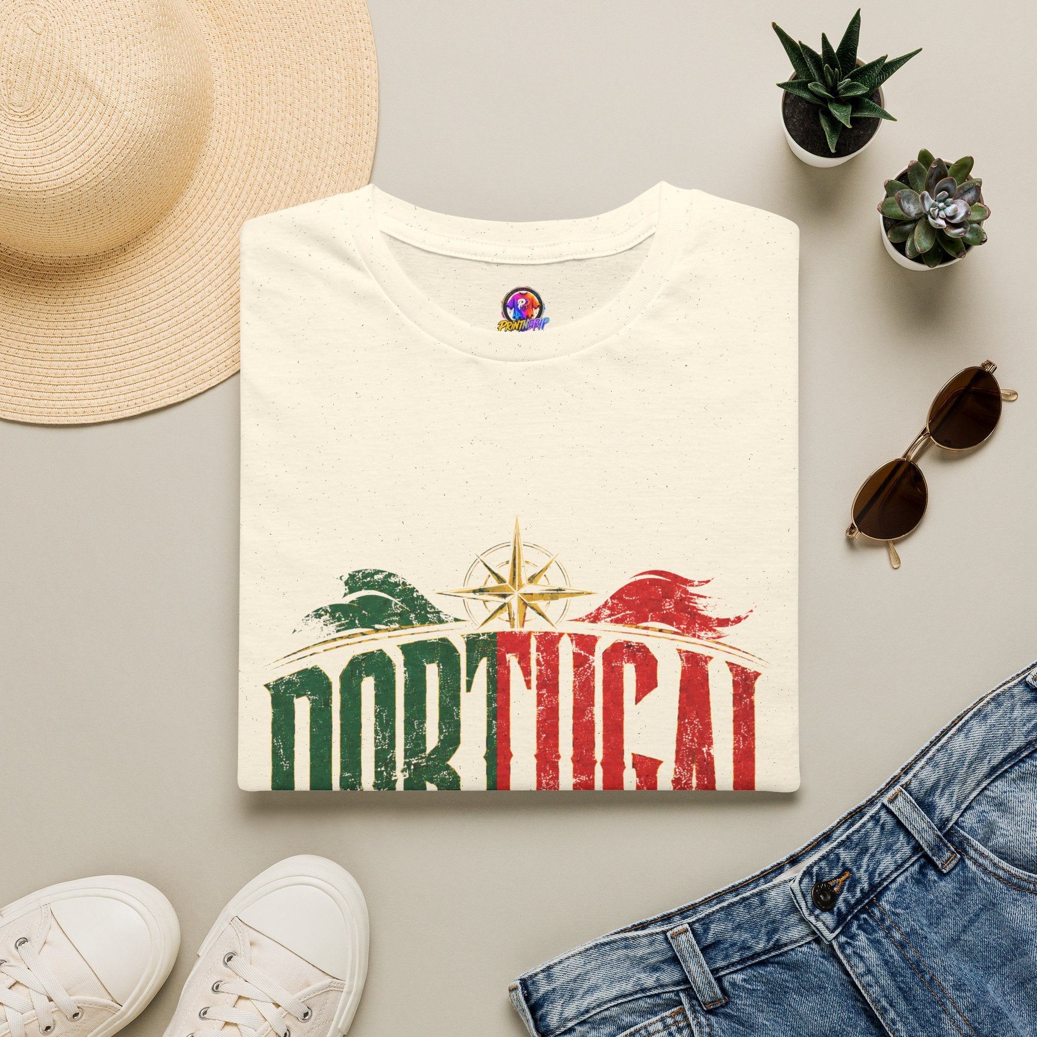 Portugal Vintage Compass T-Shirt — Retro Portuguese Flag Travel Tee