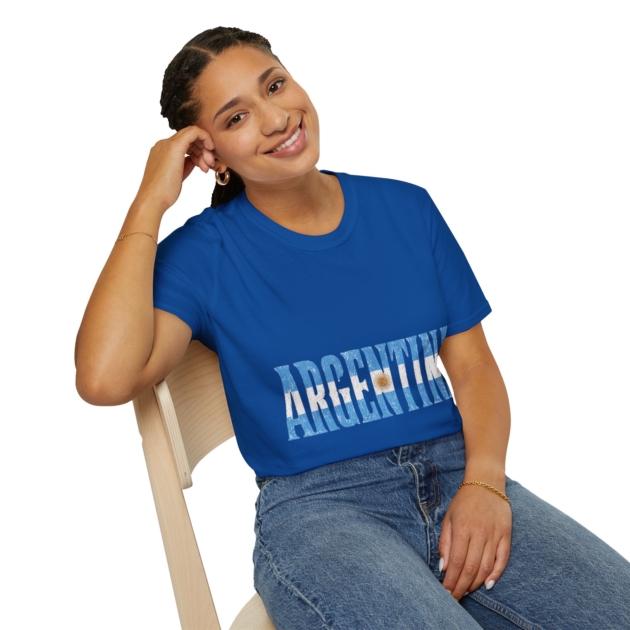 Argentina Beach Vibes T-Shirt — Distressed Blue "ARGENTINA" Graphic