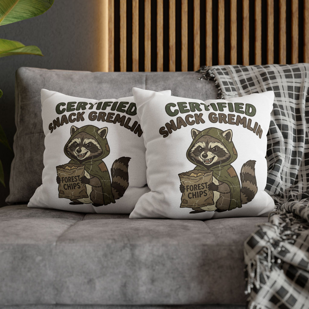 Funny Certified Snack Gremlin Raccoon Throw Pillowcase