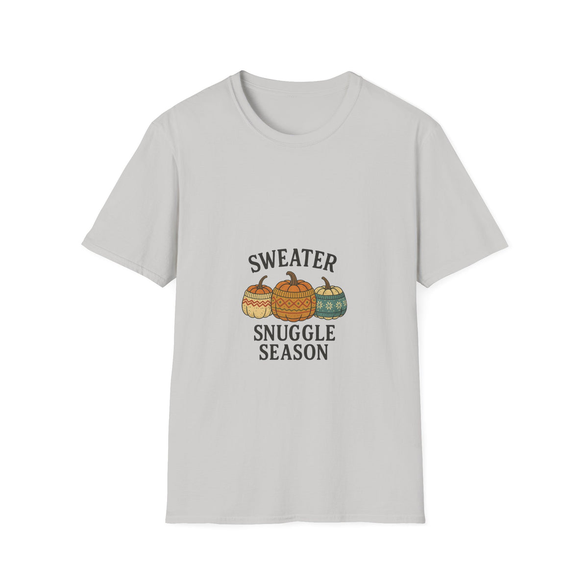 T-Shirt — "Sweater Snuggle Season" Autumn Pumpkin Sweater Graphic - Trending Now - October 2026
