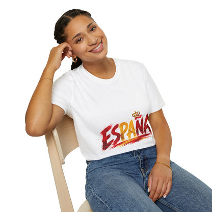 Spain  Graphic T-Shirt — Spanish Flag Brushstroke Design with Crown