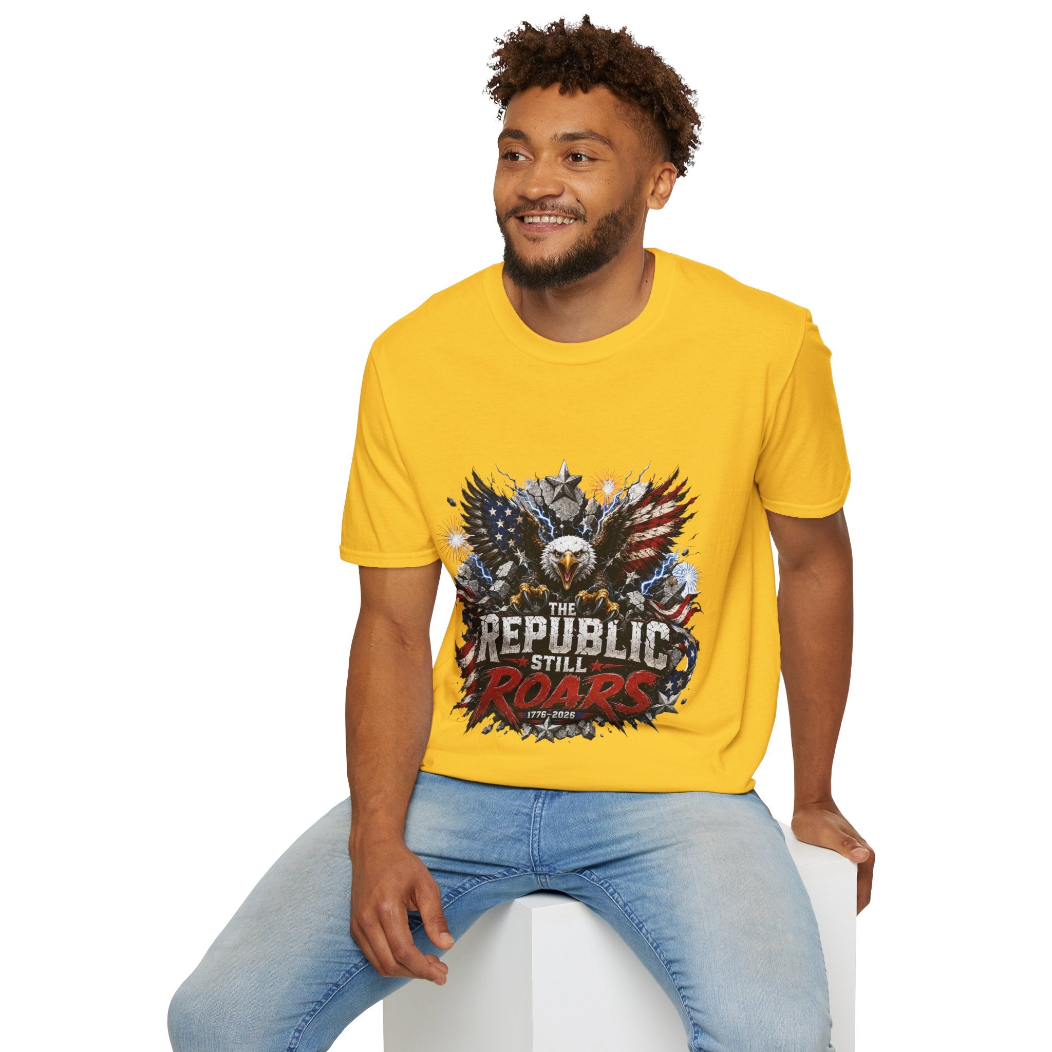Patriotic Eagle T-Shirt — "The Republic Still Roars" | American Flag Graphic