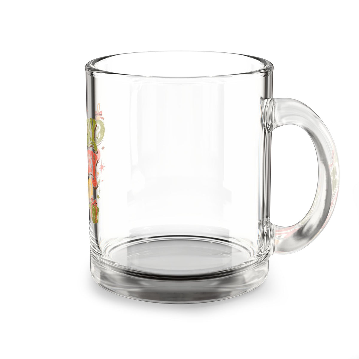 Modern Day Christmas Glass Mug  10oz Glass Mug — Merry Money Mood Holiday Coffee Cup