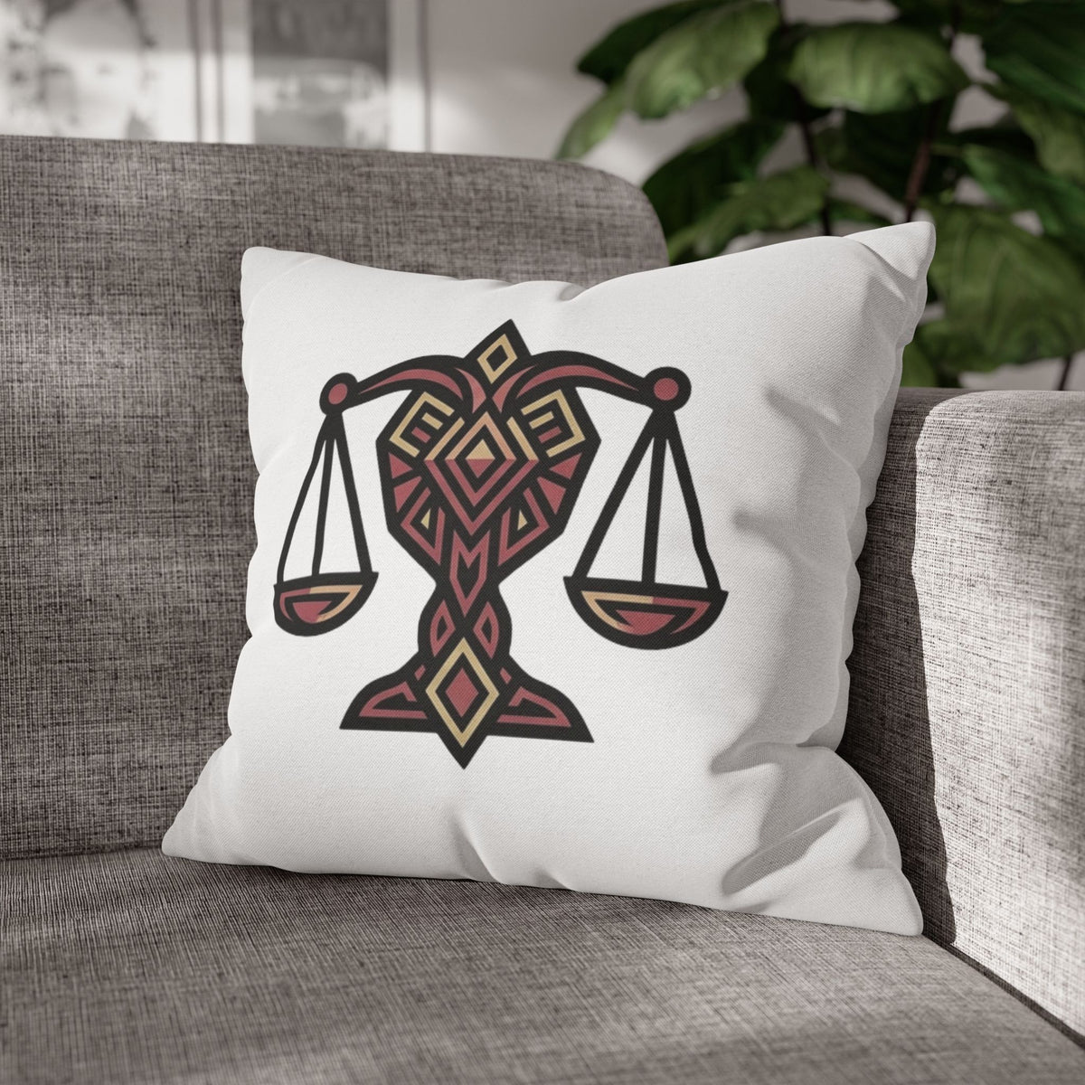 Libra Scales Decorative Pillowcase – Zodiac Balance Throw Pillow Cover