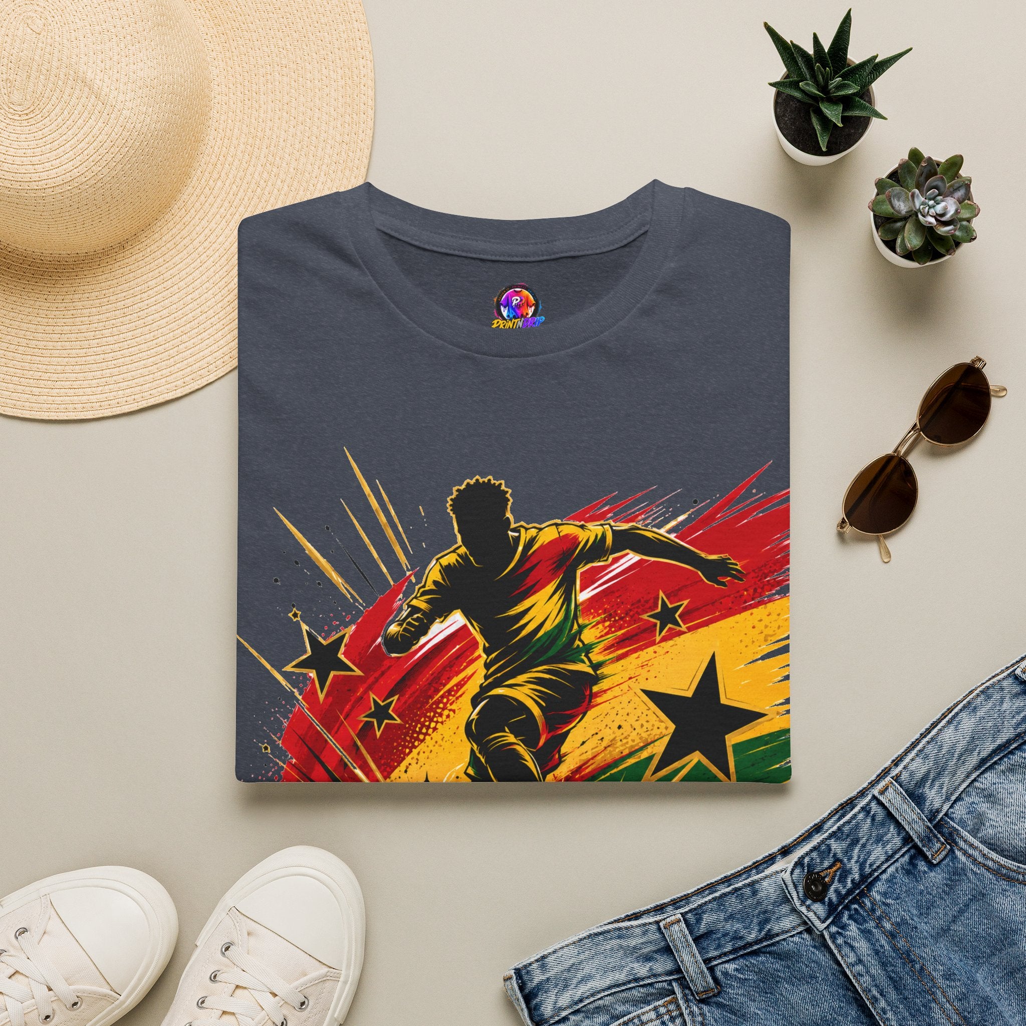 Ghana Star Power Soccer T-Shirt — Afro Football Fan Tee - Ghana T-Shirt