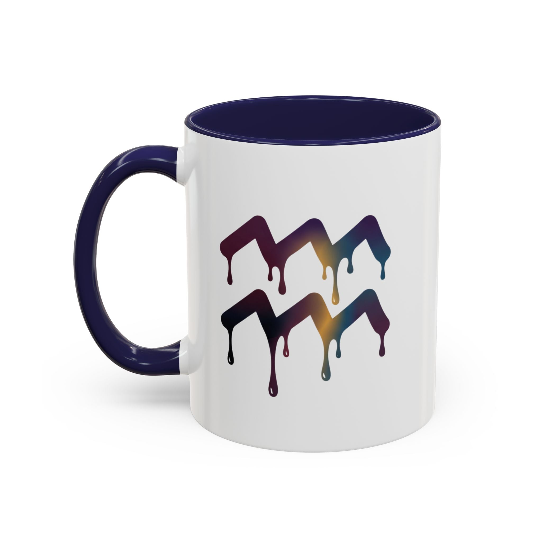 Dripping Rainbow Chevron Accent Coffee Mug — Colorful Gradient Art