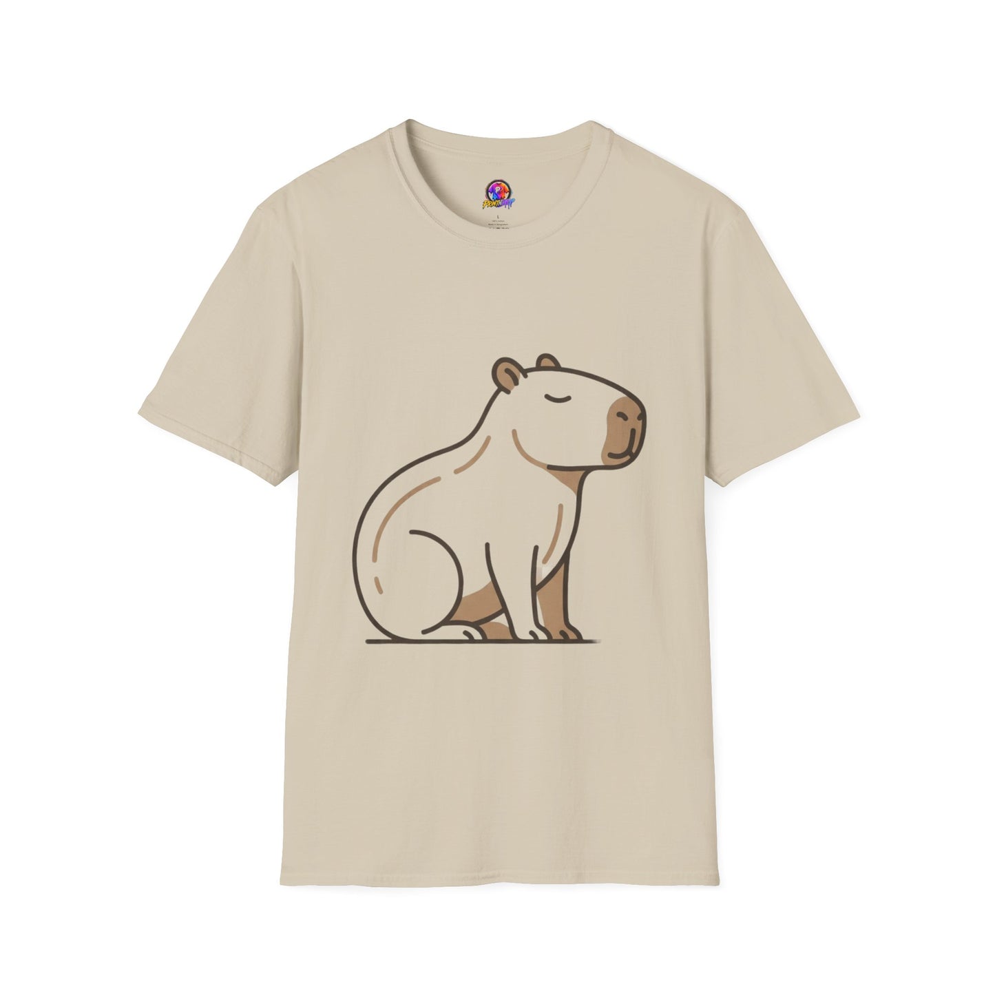 Cute Relaxed Capybara T-Shirt — Minimal Cartoon Capybara Graphic Tee