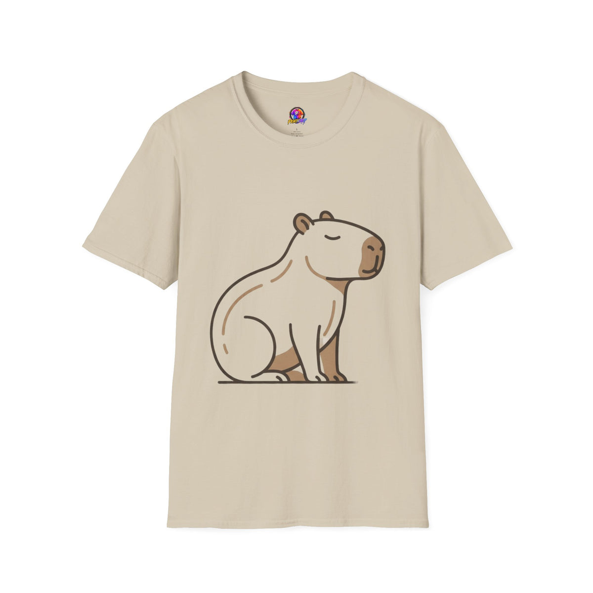 Cute Relaxed Capybara T-Shirt — Minimal Cartoon Capybara Graphic Tee